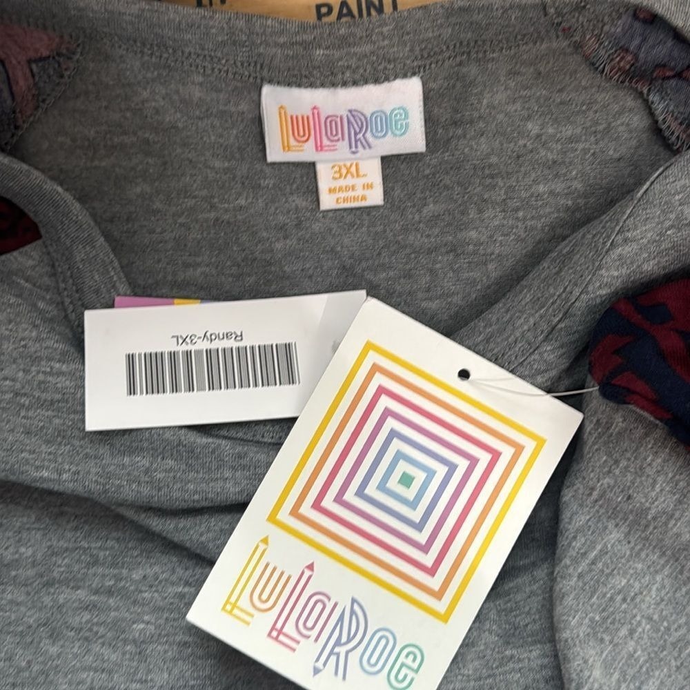 LuLaRoe Grey and Burgundy Randy Raglan Baseball Tee - Picture 5 of 6